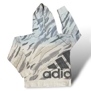 Adidas Boys Tiger Camo Pullover Hoodie Size 8 Gray Long Sleeve Hooded